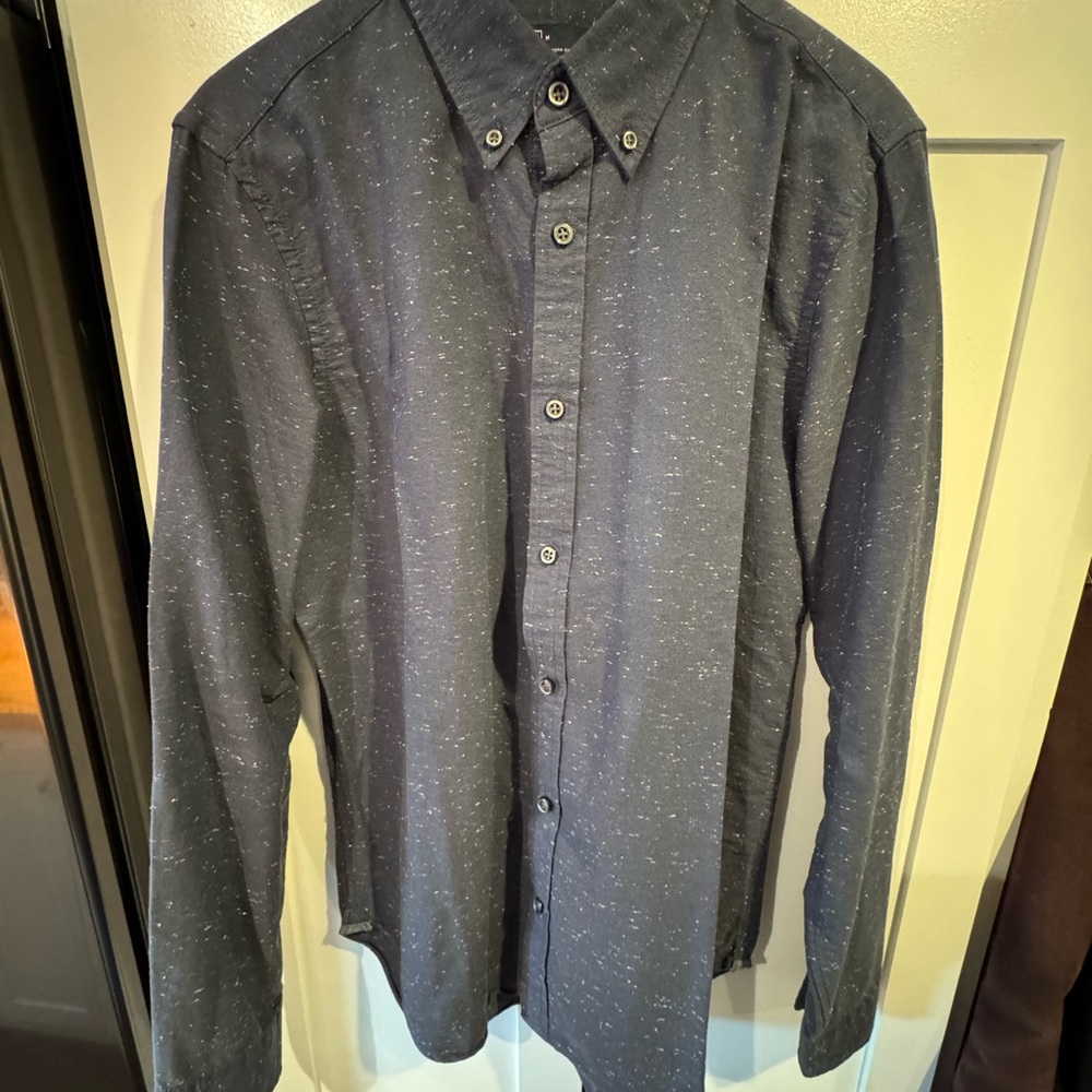 GAP Men's Speckled Dark Blue Button-Down Shirt